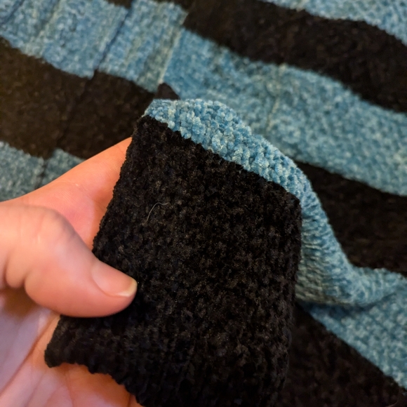Teal and black striped chenille cardigan size L-XL - Picture 4 of 4